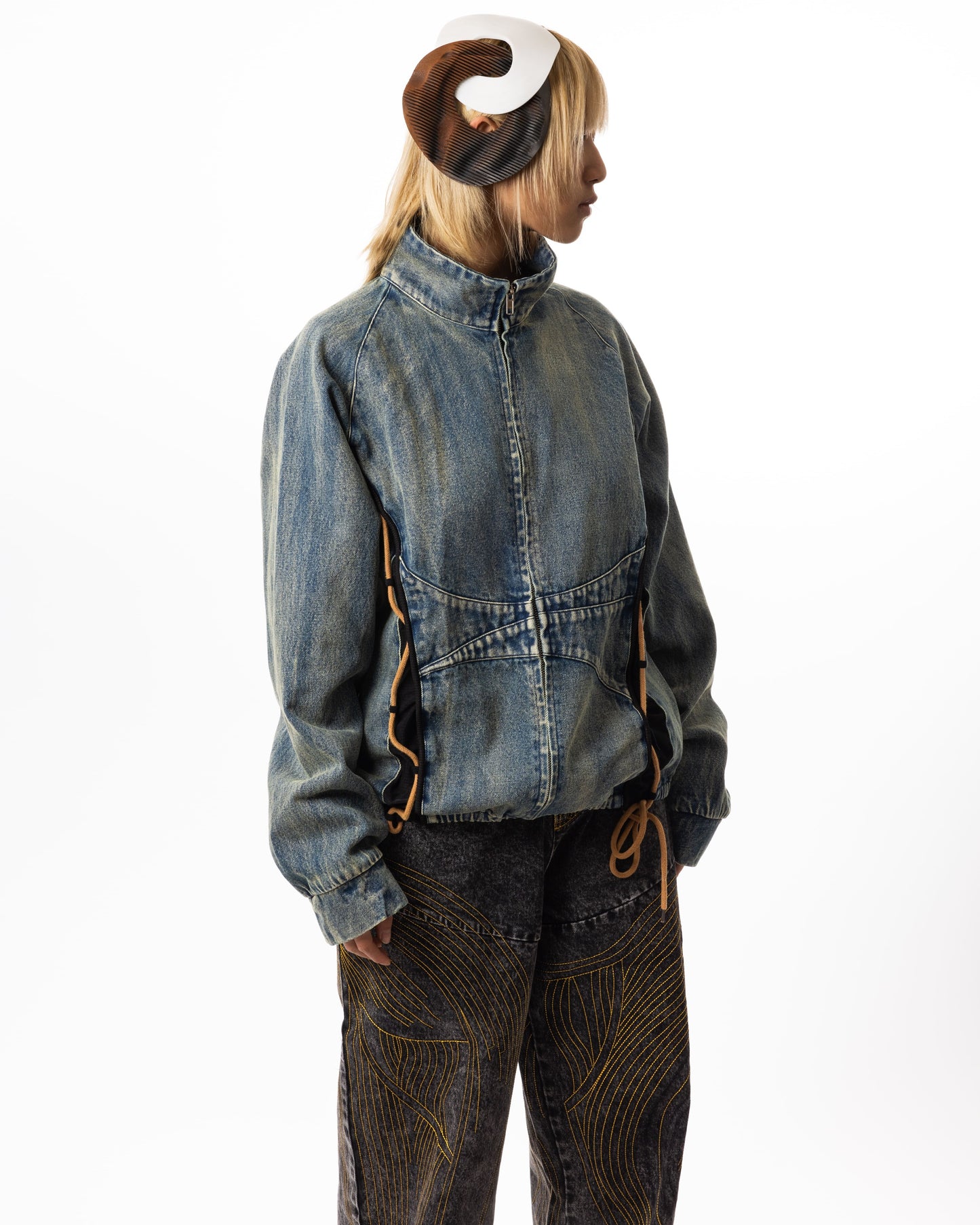 "ERYON" LACE-UP DENIM JACKET